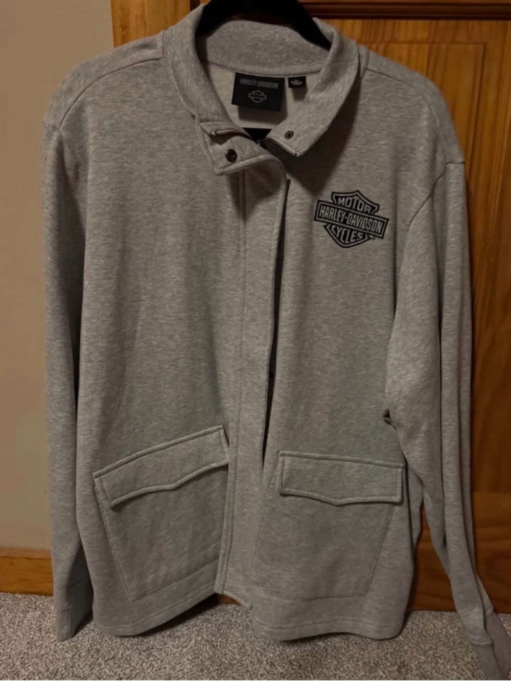 Harley-Davidson Light Gray Zip-Up Jacket with Chest Shield